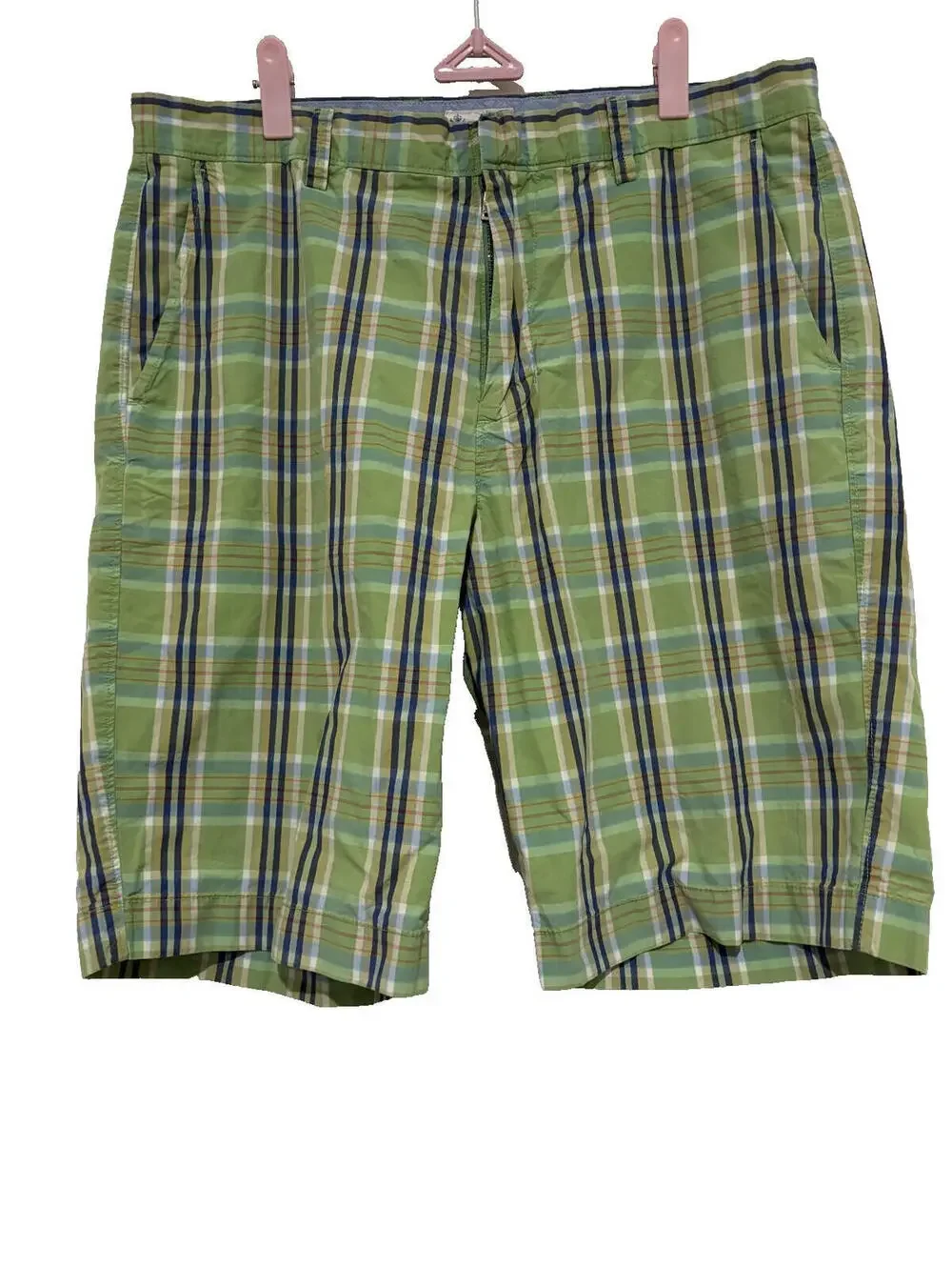 J Crew men's green plaid sz 34 cotton preppy chino shorts G